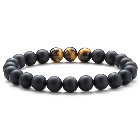Resist Other - New Men 8mm Tiger Eye Stone Beads Bracelet